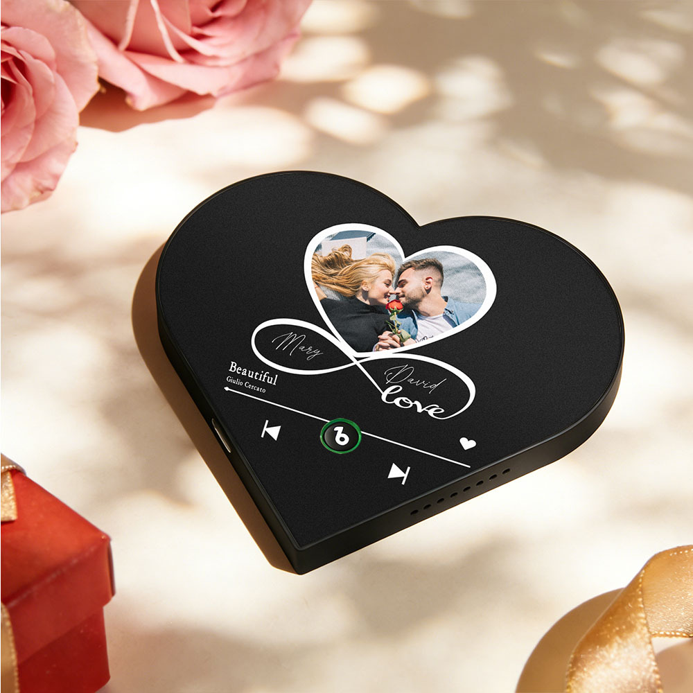 Custom Heart-Shaped Music Photo Fridge Magnet Romantic Gift for Couples Valentine's Day Gifts - Fridgebeatsau