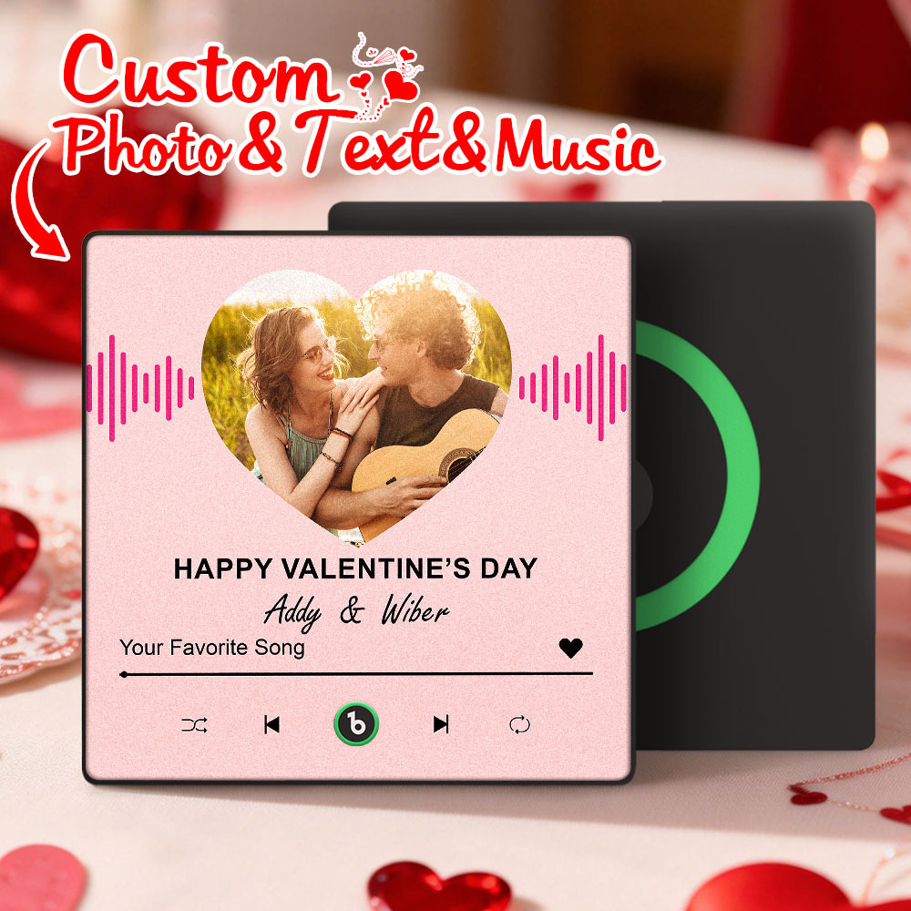 Custom Photo Music Fridge Magnet Personalized Photo Magnet With Music Valentine's Day Gift - Fridgebeatsau