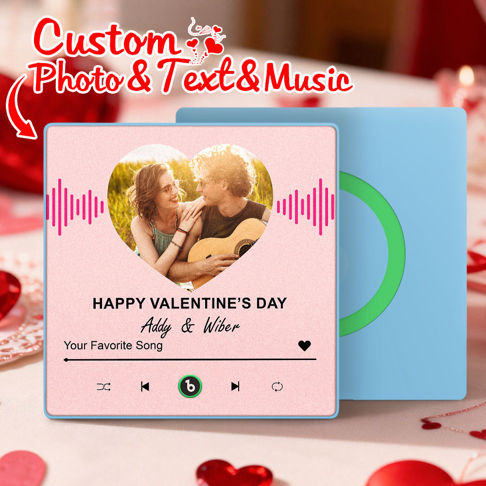 Custom Photo Music Fridge Magnet Personalized Photo Magnet With Music Valentine's Day Gift - Fridgebeatsau