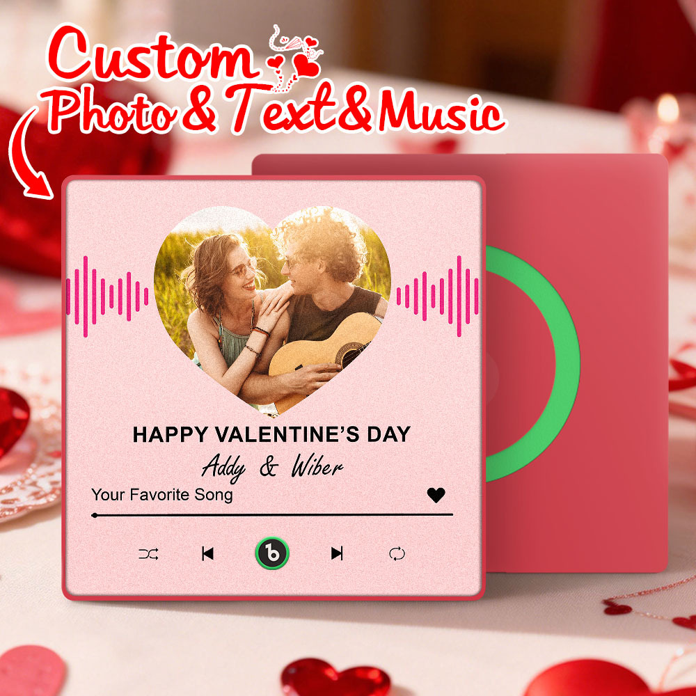 Custom Photo Music Fridge Magnet Personalized Photo Magnet With Music Valentine's Day Gift - Fridgebeatsau