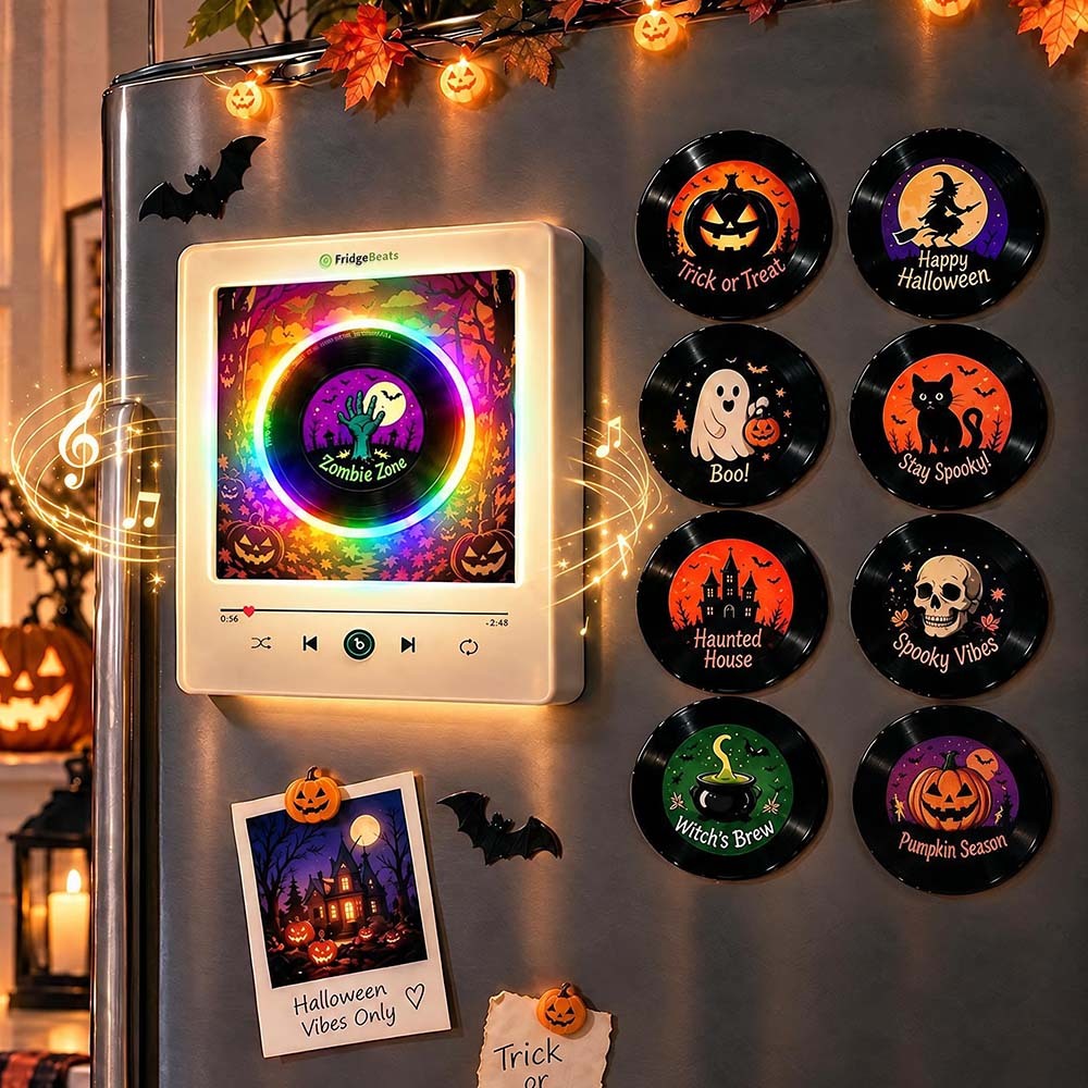 Halloween NFC Music Fridge Magnet Set - Spooky Vibes Playlist for Kitchen Decor & Gift - Fridgebeatsau