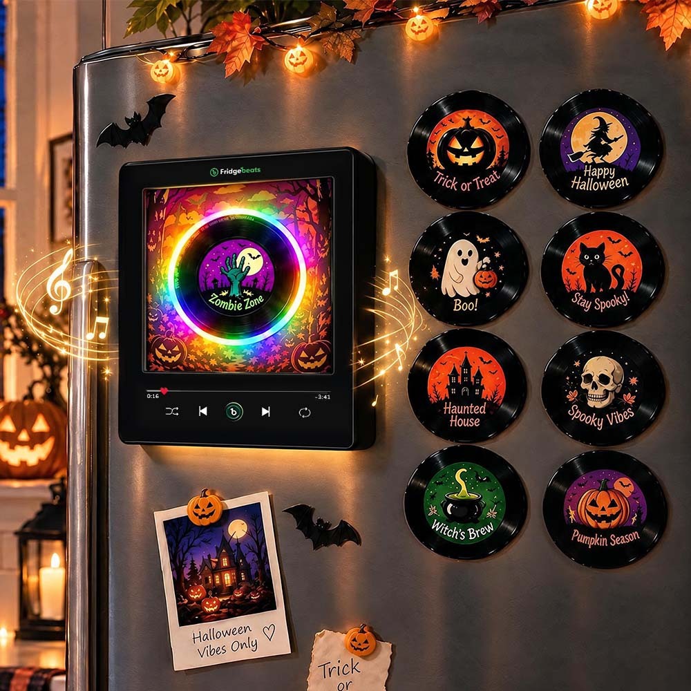 Halloween NFC Music Fridge Magnet Set - Spooky Vibes Playlist for Kitchen Decor & Gift - Fridgebeatsau