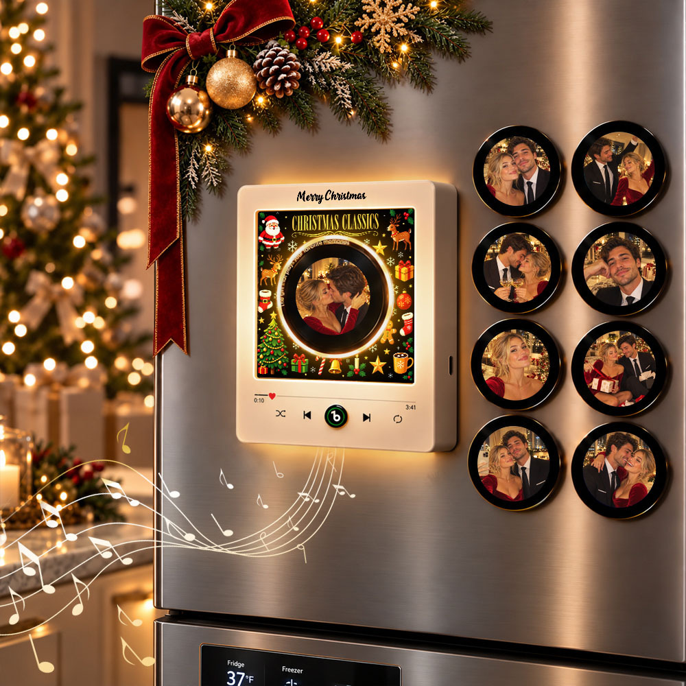 Personalized Music Fridge Magnet – Custom Photo Vinyl Records Custom Photo Song Magnet Christmas Gifts - Fridgebeatsau