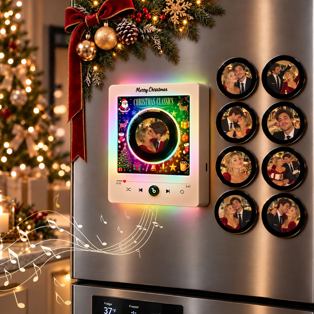 Personalized Music Fridge Magnet – Custom Photo Vinyl Records Custom Photo Song Magnet Christmas Gifts - Fridgebeatsau