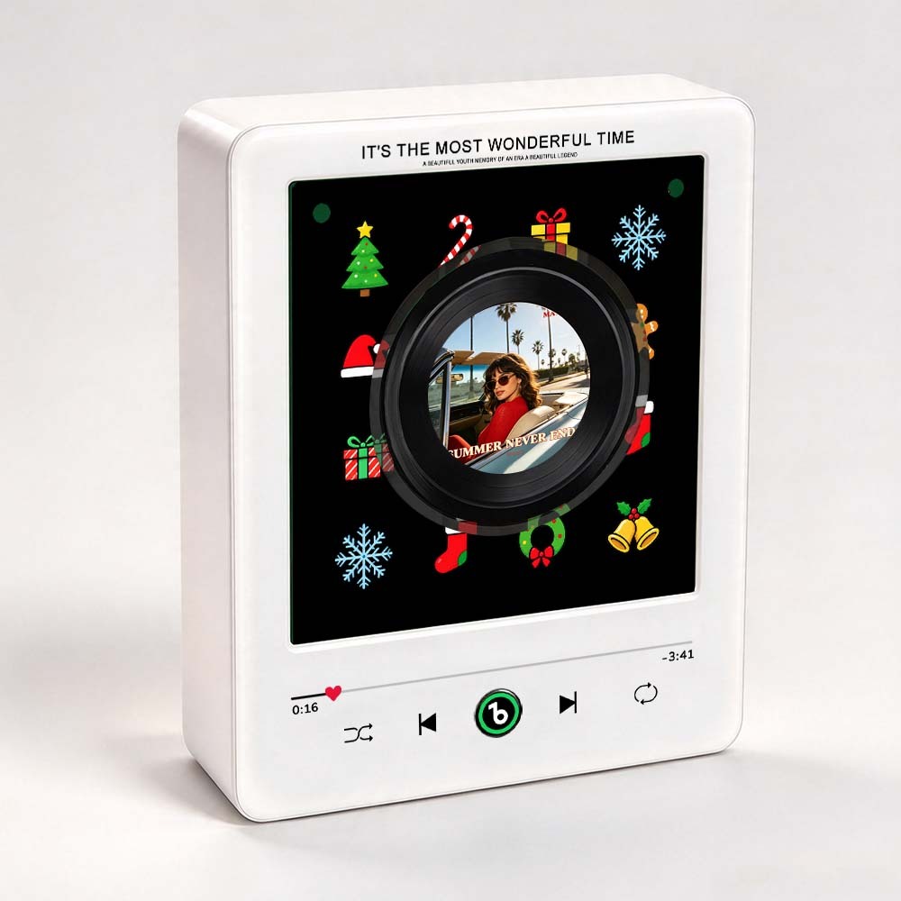 Custom Christmas Photo And Music Vinyl Fridge Magnet with Rotating Record Custom Records V6.0 - Fridgebeatsau