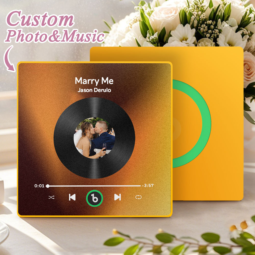 Custom Music Fridge Magnet Custom Colorful Frame Album Fridge Magnet Music Wall Photo Sticker Song Magnets That Can Play Music Wedding Gifts for Her - Fridgebeatsau