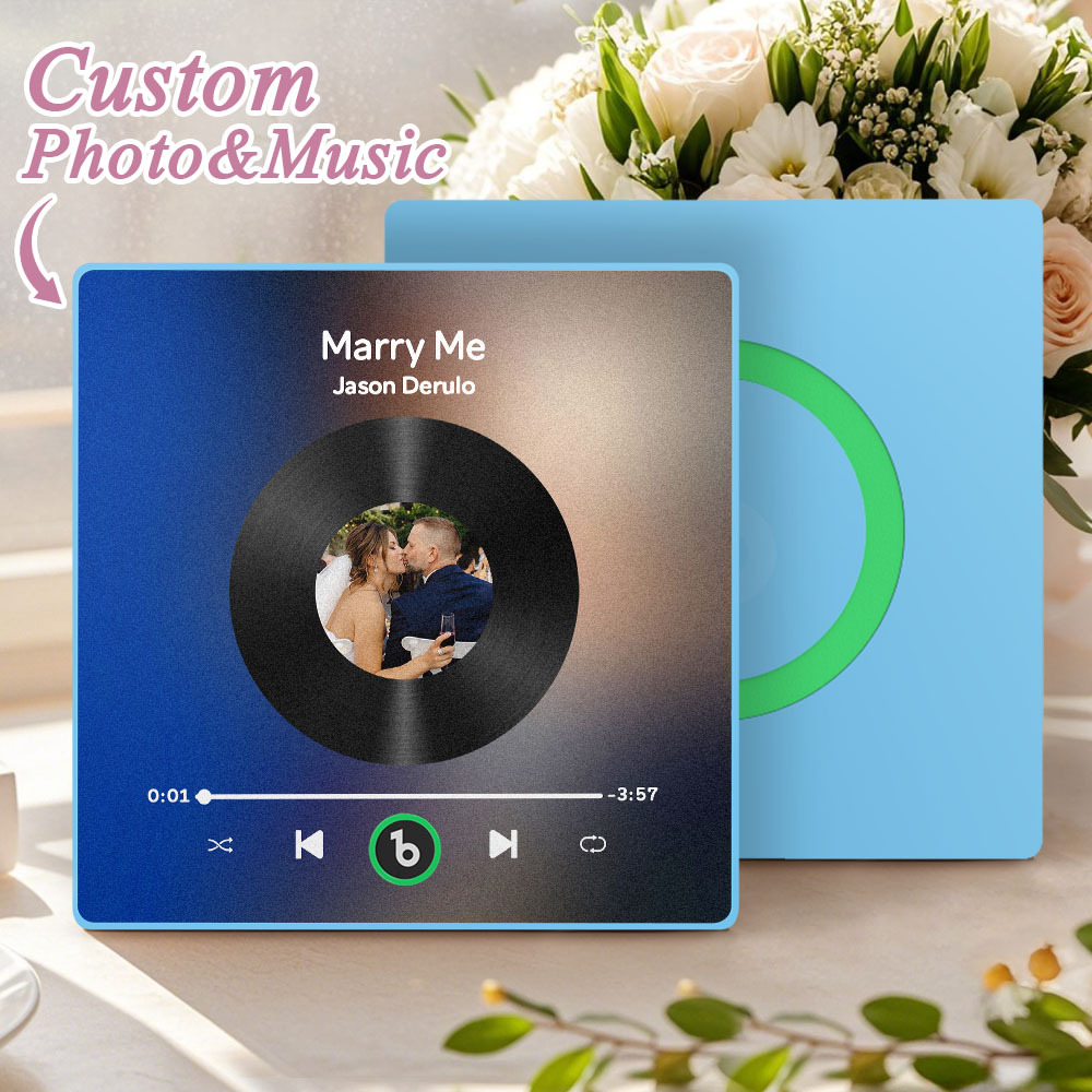 Custom Music Fridge Magnet Custom Colorful Frame Album Fridge Magnet Music Wall Photo Sticker Song Magnets That Can Play Music Wedding Gifts for Her - Fridgebeatsau