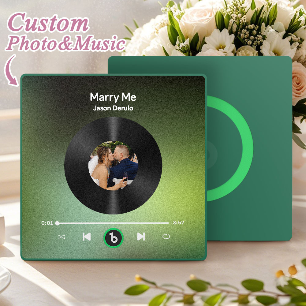 Custom Music Fridge Magnet Custom Colorful Frame Album Fridge Magnet Music Wall Photo Sticker Song Magnets That Can Play Music Wedding Gifts for Her - Fridgebeatsau