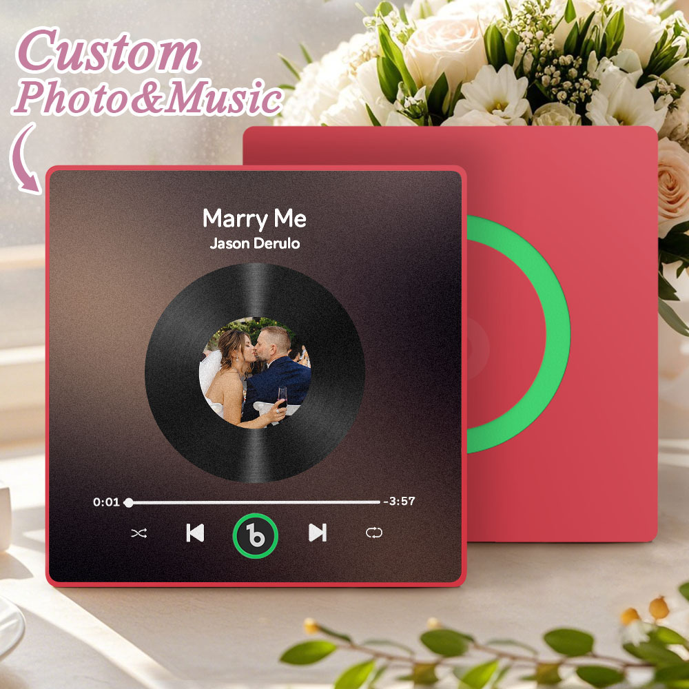 Custom Music Fridge Magnet Custom Colorful Frame Album Fridge Magnet Music Wall Photo Sticker Song Magnets That Can Play Music Wedding Gifts for Her - Fridgebeatsau