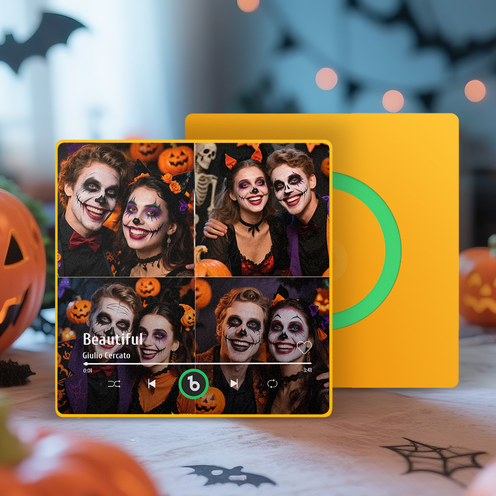 Custom Music Multiple Photo Fridge Magnet Personalized 4 Photo Music Fridge Magnet That Can Play Music Without Cellphone Supports Bluetooth Connectivity Halloween Gifts for Him - Fridgebeatsau