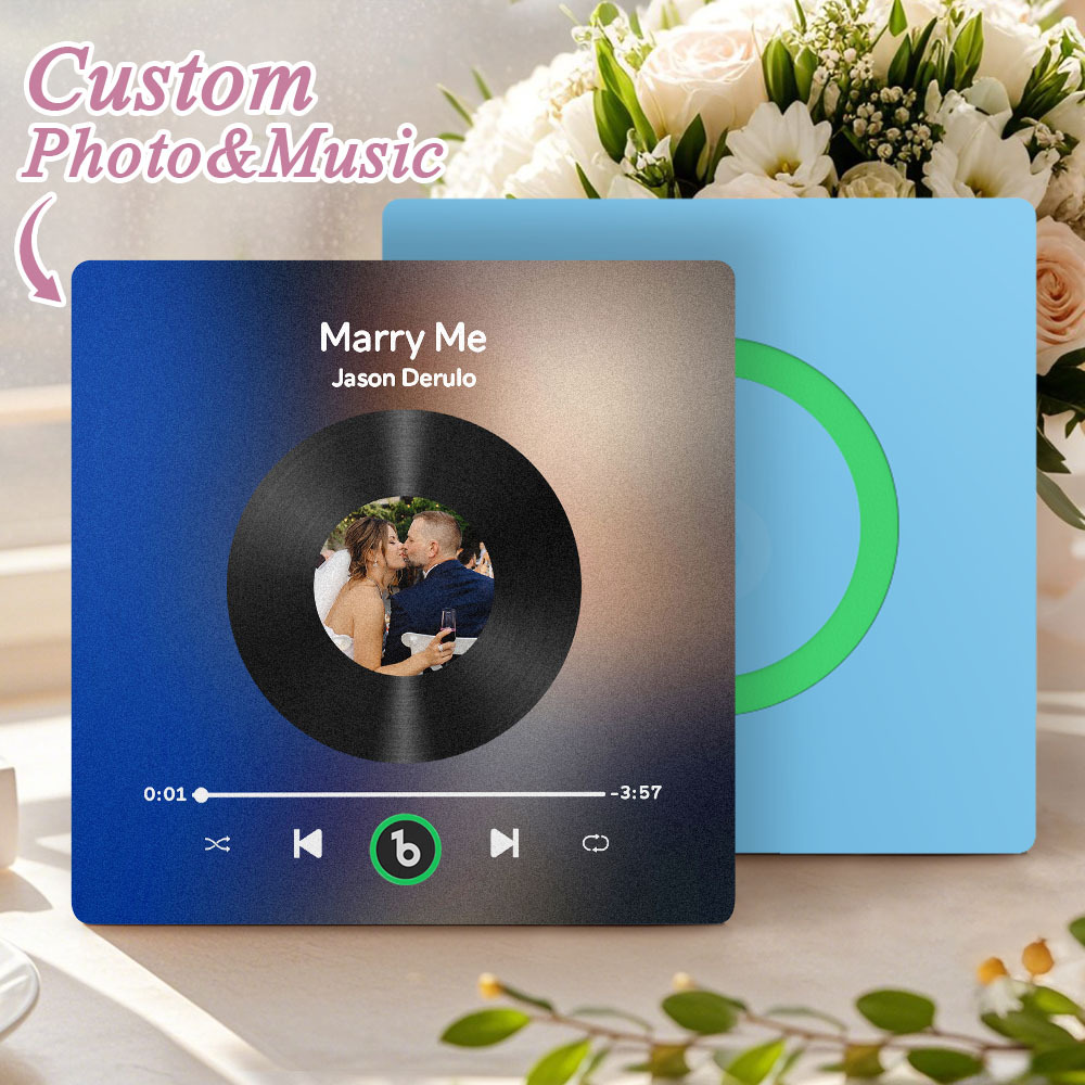 Custom Music Fridge Magnet Custom Colorful Frame Album Fridge Magnet Music Wall Photo Sticker Song Magnets That Can Play Music Wedding Gifts for Her - Fridgebeatsau