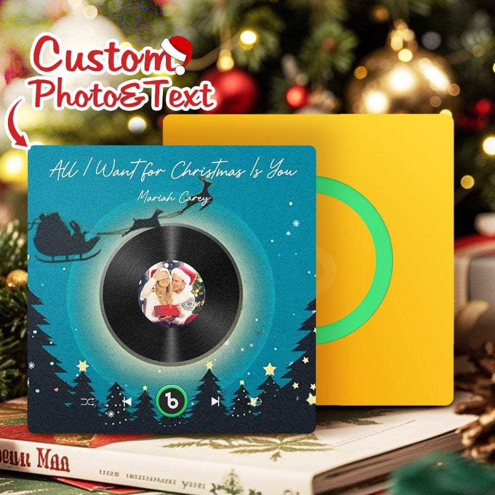 Custom Music Fridge Magnet Personalized Photo Colorful Album Fridge Magnet Music That Can Be Played Gift for Christmas - Fridgebeatsau