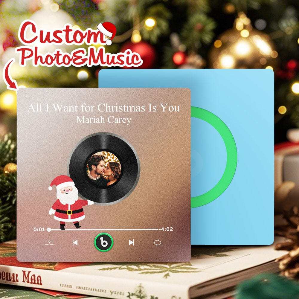 Custom Music Fridge Magnet Personalized Photo Colorful Santa Claus Fridge Magnet Music That Can Be Played Christmas Gift - Fridgebeatsau