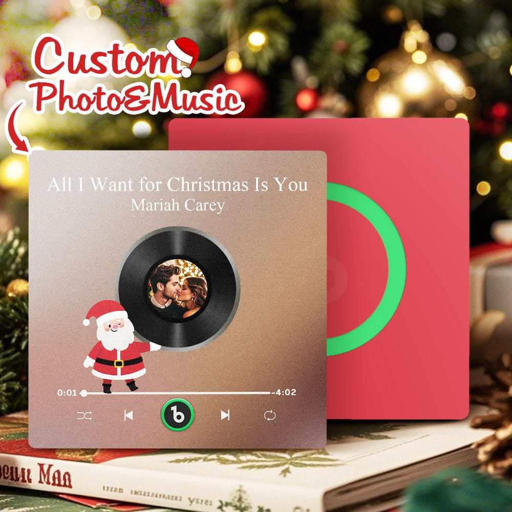 Custom Music Fridge Magnet Personalized Photo Colorful Santa Claus Fridge Magnet Music That Can Be Played Christmas Gift - Fridgebeatsau