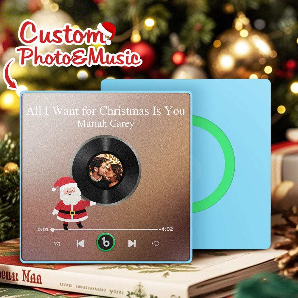 Custom Music Fridge Magnet Personalized Photo Colorful Santa Claus Fridge Magnet Music That Can Be Played Christmas Gift - Fridgebeatsau