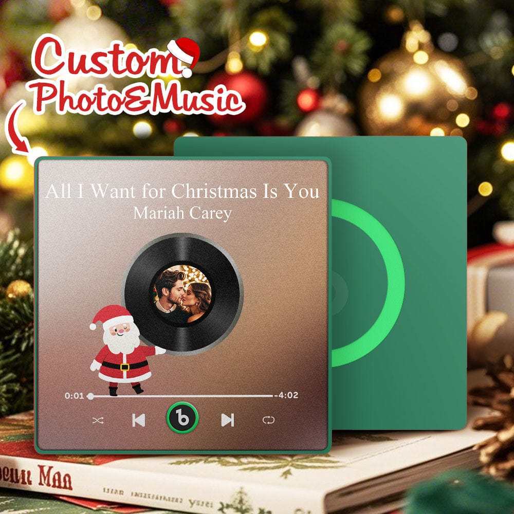 Custom Music Fridge Magnet Personalized Photo Colorful Santa Claus Fridge Magnet Music That Can Be Played Christmas Gift - Fridgebeatsau