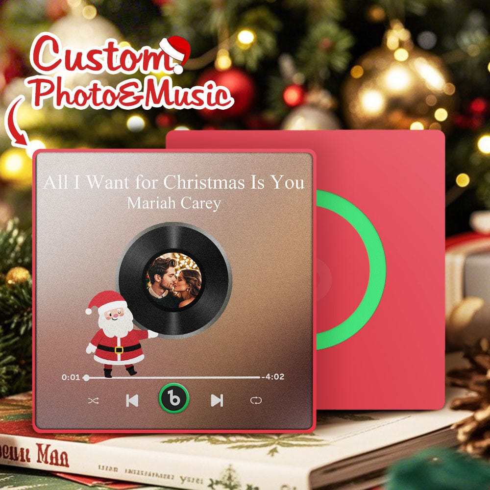 Custom Music Fridge Magnet Personalized Photo Colorful Santa Claus Fridge Magnet Music That Can Be Played Christmas Gift - Fridgebeatsau
