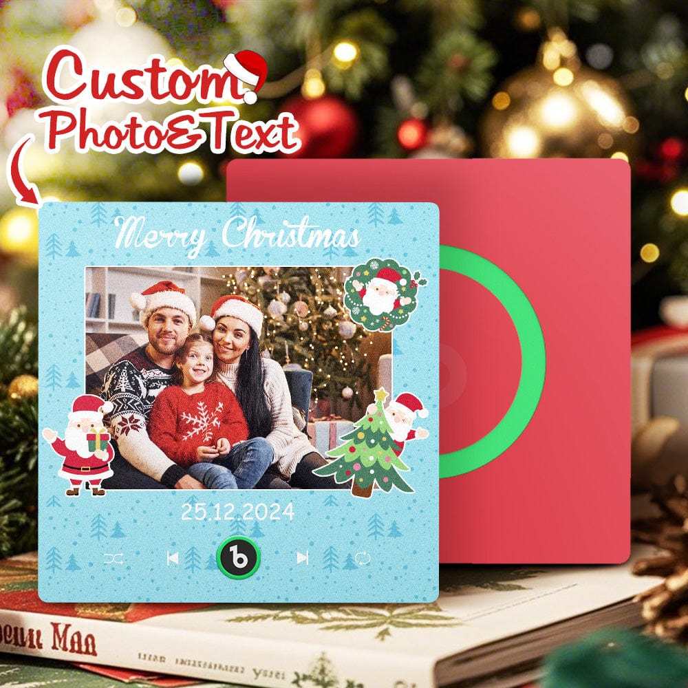 Custom Music Fridge Magnet Personalized Phto Colorful Fridge Magnet Christmas Gift for Family - Fridgebeatsau