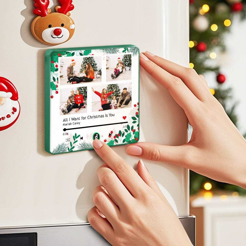 Christmas Gift Custom Music Fridge Magnet Personalized Multi Photo Fridge Magnet for Christmas Gift - Fridgebeatsau