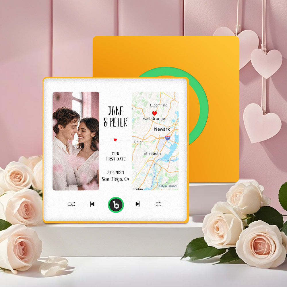 Custom Music Fridge Magnet with Photo and Map Upgraded Music Fridge Magnet Valentine's Gifts Our First Date - Fridgebeatsau