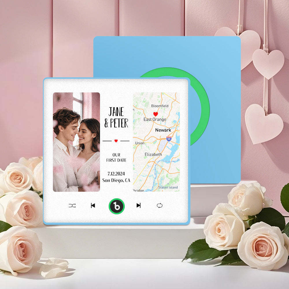 Custom Music Fridge Magnet with Photo and Map Upgraded Music Fridge Magnet Valentine's Gifts Our First Date - Fridgebeatsau