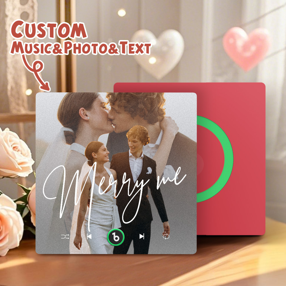 Custom Music Fridge Magnets Valentine's Day Gifts Custom Music Fridge Magnet Colorful Frame Album Fridge Magnet Can Play Songs Gift for Couple - Fridgebeatsau