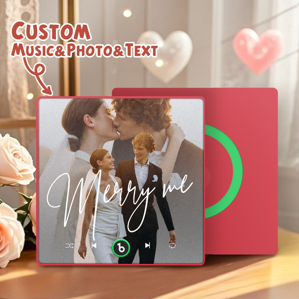 Custom Music Fridge Magnets Valentine's Day Gifts Custom Music Fridge Magnet Colorful Frame Album Fridge Magnet Can Play Songs Gift for Couple - Fridgebeatsau