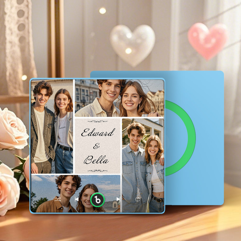 Custom Music Fridge Magnets Valentine's Day Gifts Custom Music Fridge Magnet Colorful Frame Album Fridge Magnet Can Play Songs Gift for Couple - Fridgebeatsau