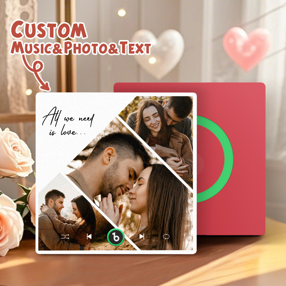 Custom Music Fridge Magnets Valentine's Day Gifts Custom Music Fridge Magnet Colorful Frame Album Fridge Magnet Can Play Songs Gift for Couple - Fridgebeatsau