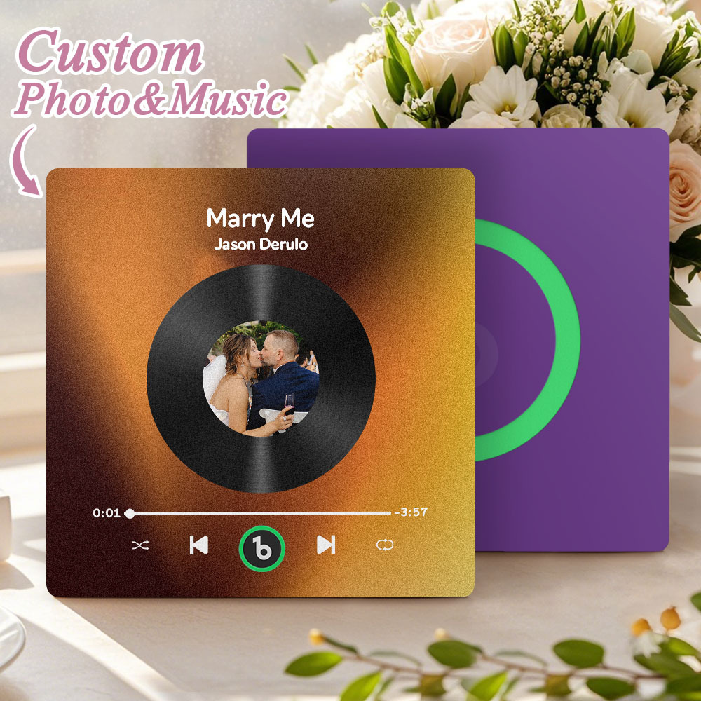 Custom Music Fridge Magnet Custom Colorful Frame Album Fridge Magnet Music Wall Photo Sticker Song Magnets That Can Play Music Wedding Gifts for Her - Fridgebeatsau