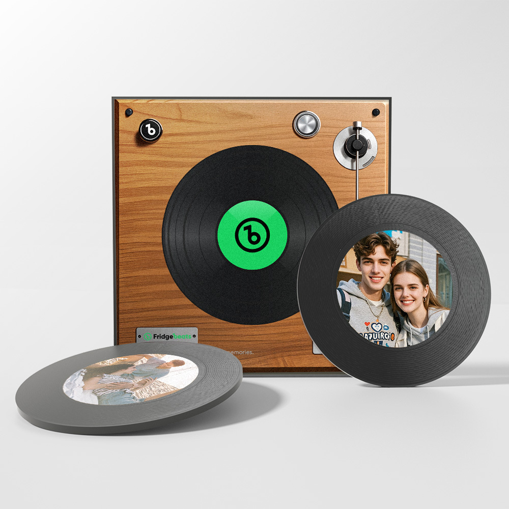 Custom Music & Photo Fridge Magnet Can Customize 1-6 Vinyl and Songs