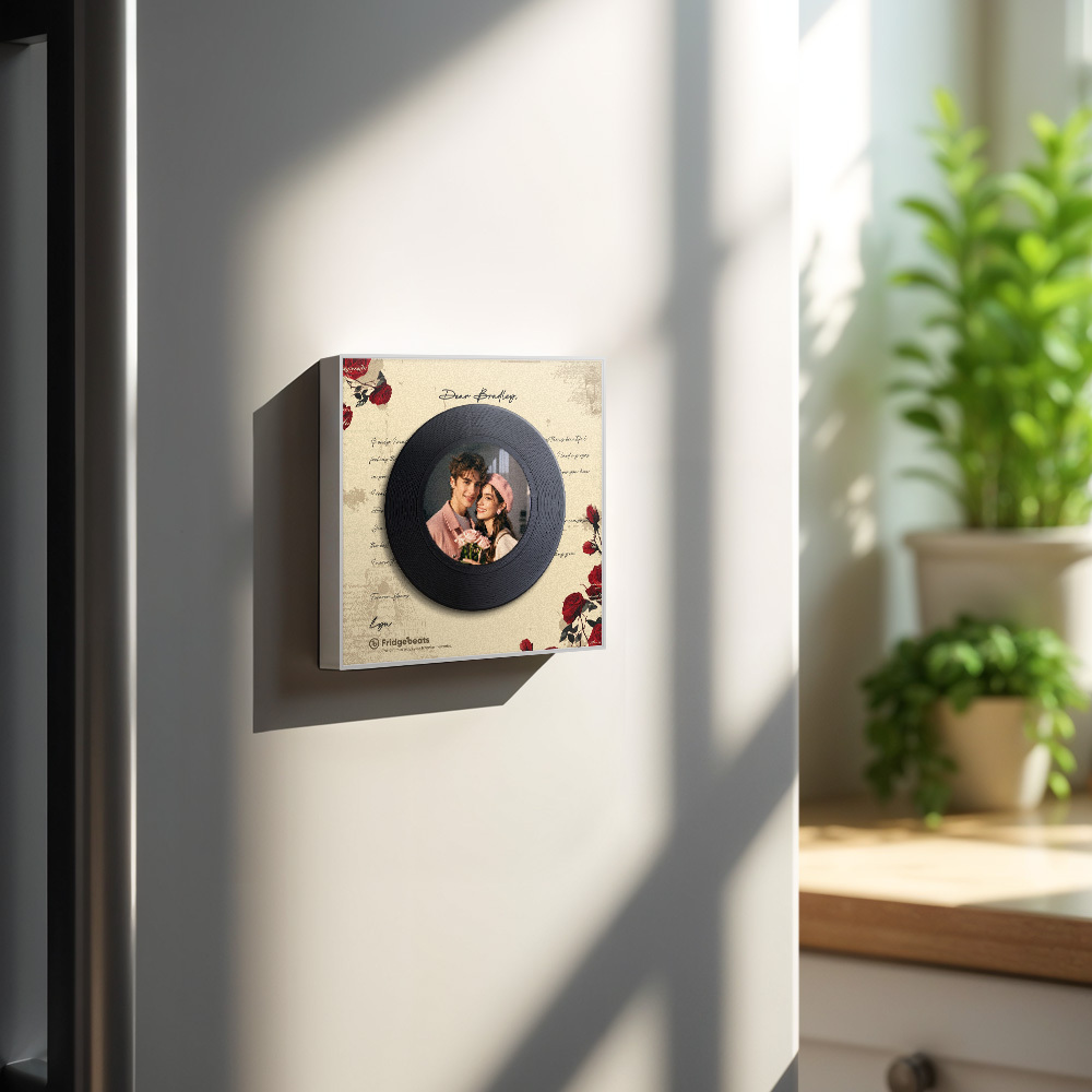Custom Music Fridge Magnet Supports 1-6 Songs Personalized Envelope Photo Vintage Music Fridge Magnets for Her - Fridgebeatsau