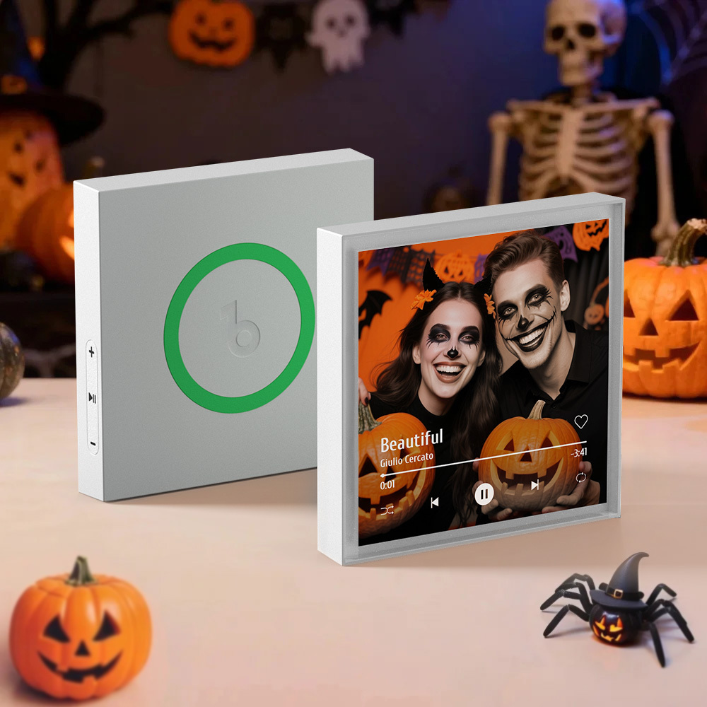Custom Music & Photo Fridge Magnet Can Customize 1-6 Frame Art and Songs Personalized Photo Song That Can Play Music Halloween Gifts for Couple - Fridgebeatsau