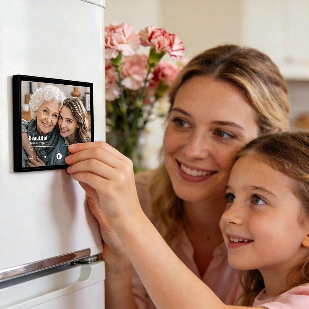 Custom Music & Photo Fridge Magnet Can Customize 1-6 Frame Art and Songs Personalized Photo Song That Can Play Music Mother's Day Gift - Fridgebeatsau