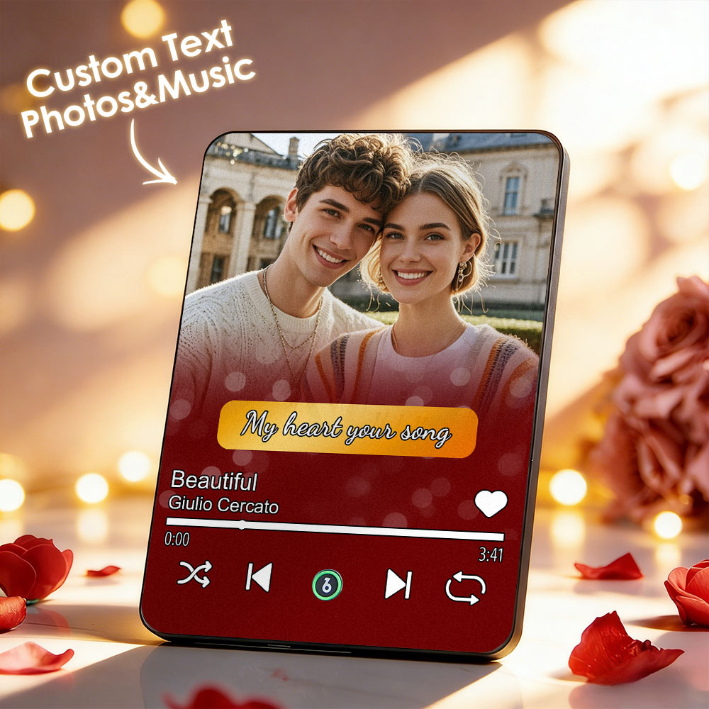 Custom Music Photo Plaques Personalized Music Plaque Can Play Songs Gift for Lover - Fridgebeatsau