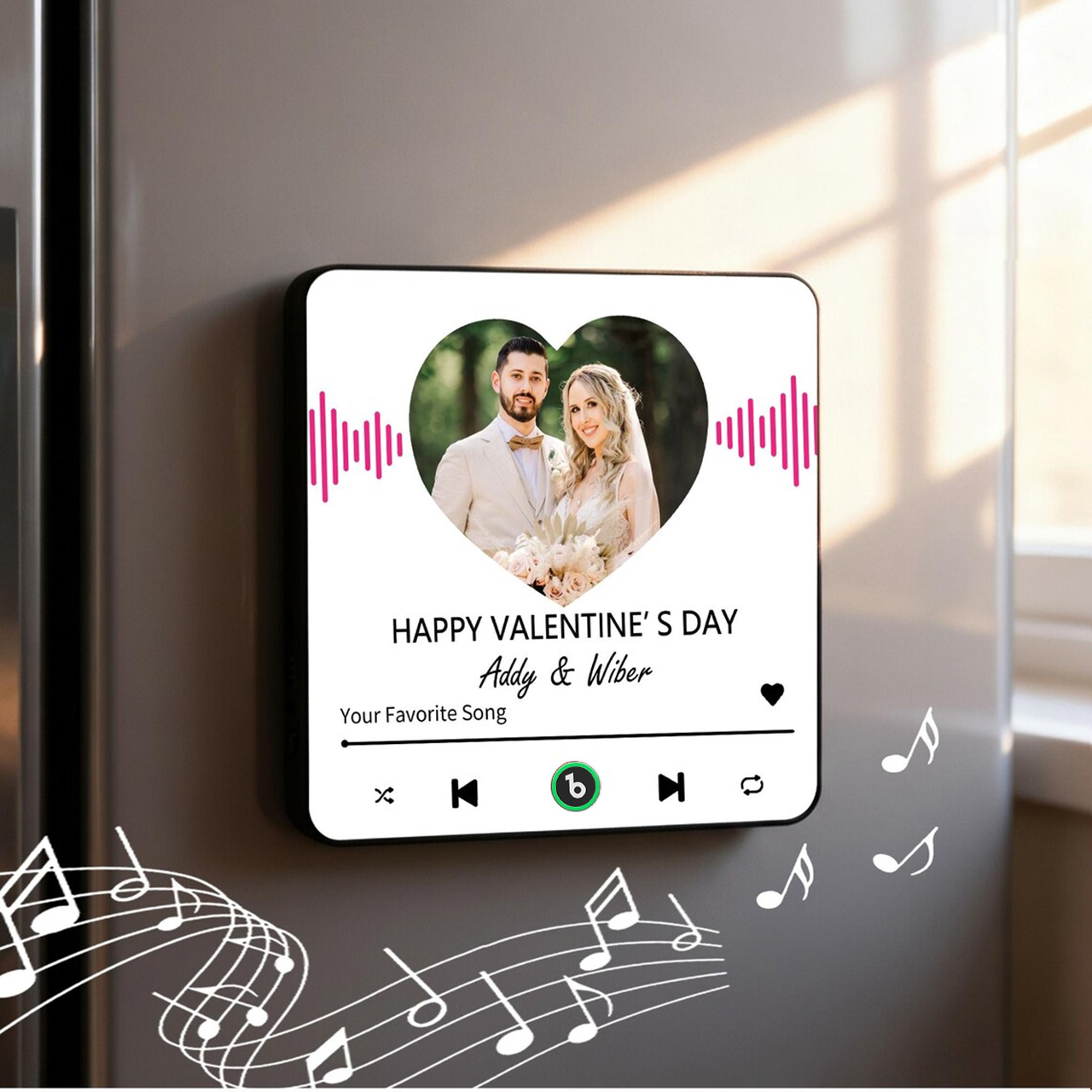Custom Photo Music Fridge Magnet Personalized Photo Magnet With Music Valentine's Day Gift
