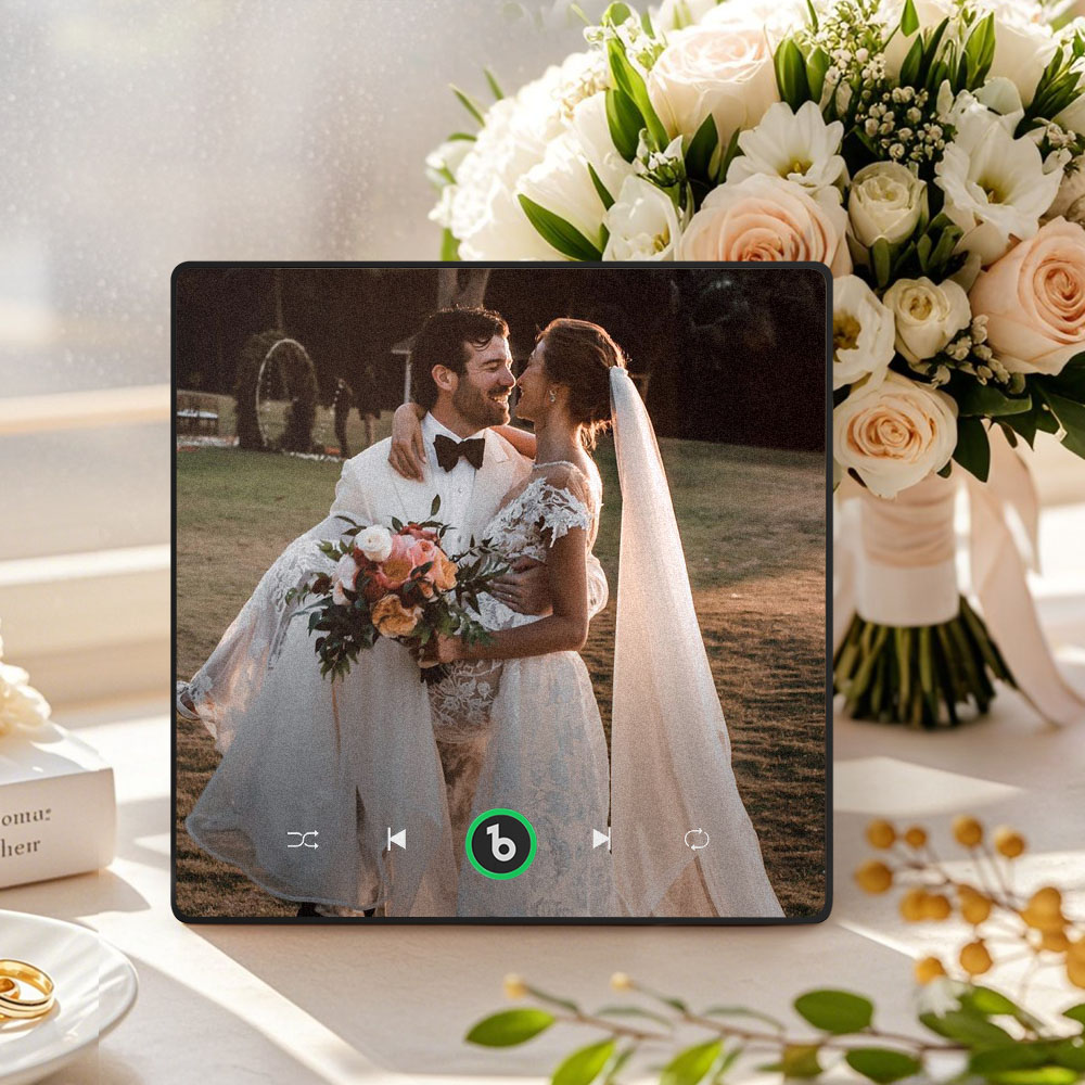 Custom Music & Photo Fridge Magnet Supports Bluetooth Connectivity Custom Music Fridge Magnet Couple Gift  Singing Refrigerator Magnet Wedding Gift for Him