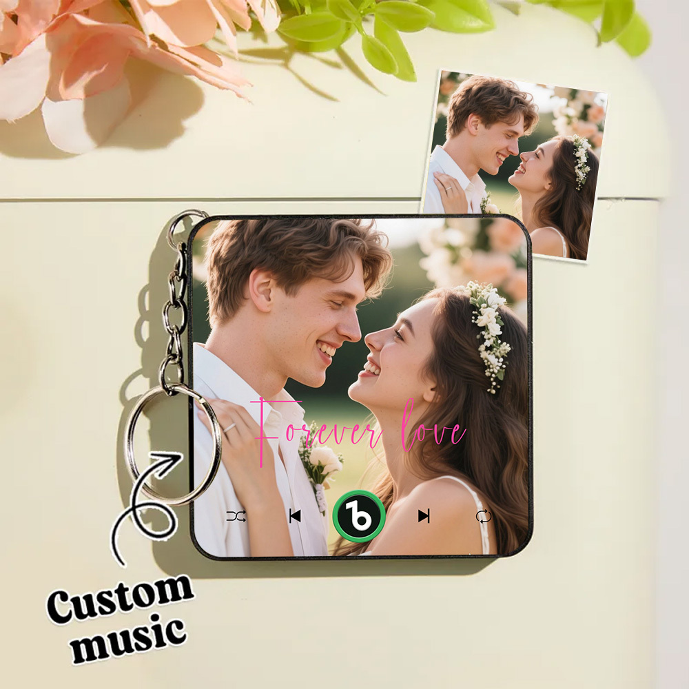 Custom Music Gift Mini Fridge Magnet Keychain Custom Photo Music Box Play Song Valentine Gift For Her Photo Music Magnet Keychain Anniversary Gifts for Couple - Fridgebeatsau