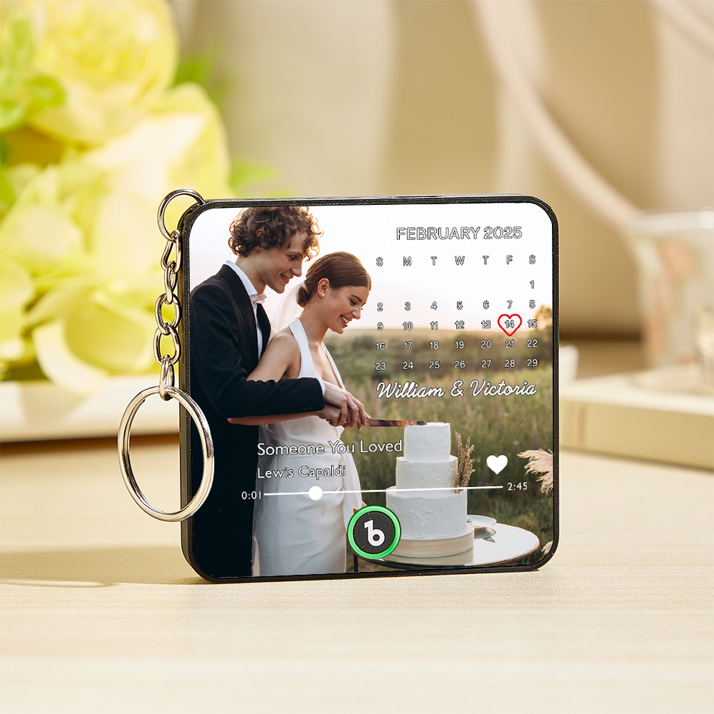 Custom Music Gift Mini Fridge Magnet Keychain with Custom Date Custom Photo Music Box Play Song Wedding Gift For Her Photo Music Magnet Keychain Anniversary Gifts for Couple - Fridgebeatsau