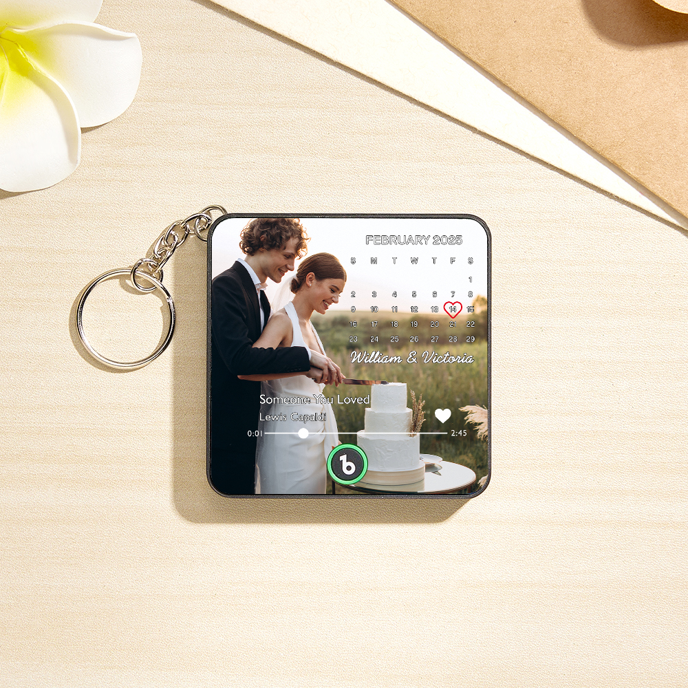 Custom Music Gift Mini Fridge Magnet Keychain with Custom Date Custom Photo Music Box Play Song Wedding Gift For Her Photo Music Magnet Keychain Anniversary Gifts for Couple - Fridgebeatsau
