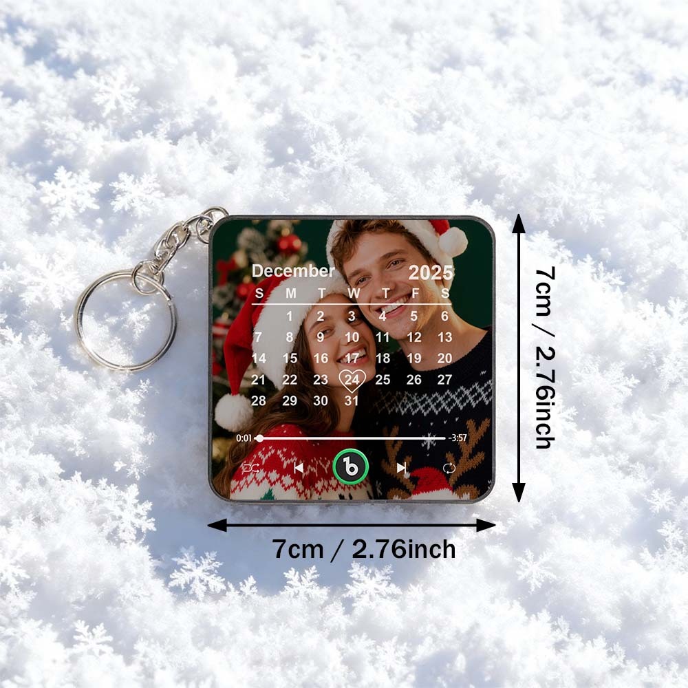 Custom Mini Music Fridge Magnet Keychain Personalized Song Fridge Magnet That Can Play Music Magnet Calendar Music Keychain Christmas Gifts for Couple - Fridgebeatsau
