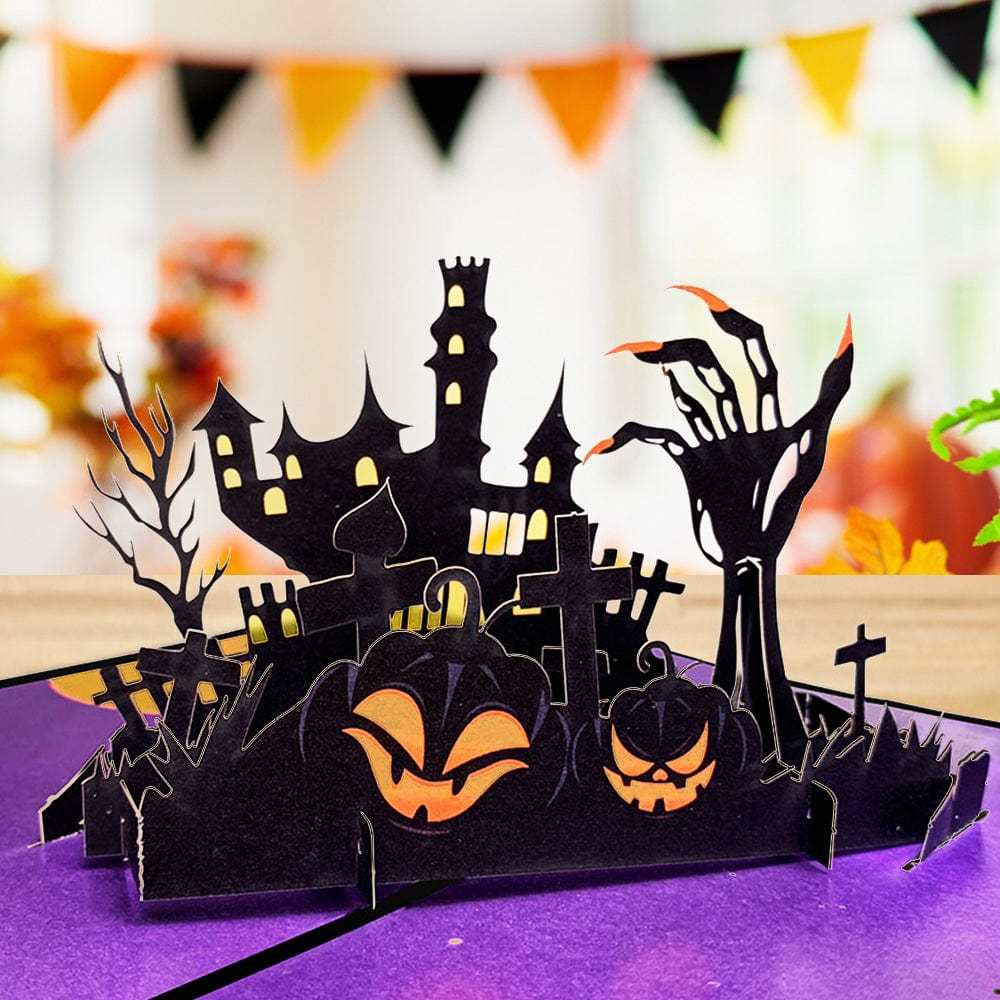 Halloween 3D Pop Up Card Haunted House Pop Up Greeting Card - GiftLab