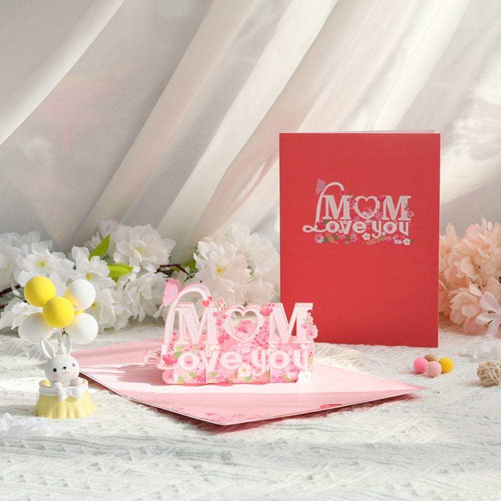 Love You Mom 3D Pop Up Greeting Card for Mother's Day - GiftLab