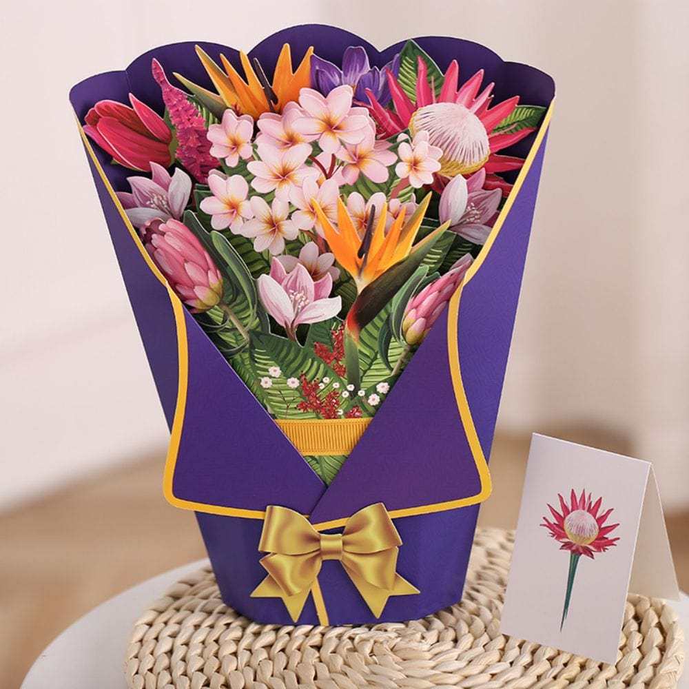 Heaven Bird 3D Pop Up Greeting Card Flower Bouquet Pop Up Card - GiftLab