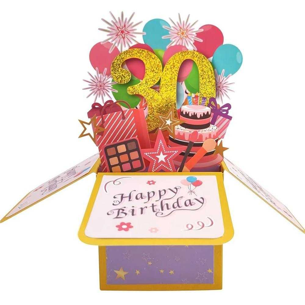 Birthday Pop Up Box Card 30th Birthday 3D Pop Up Greeting Card - GiftLab