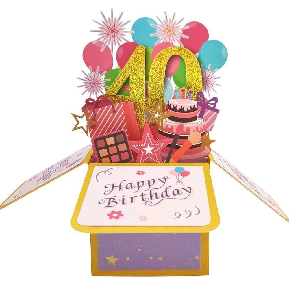 Birthday Pop Up Box Card 40th Birthday 3D Pop Up Greeting Card - GiftLab