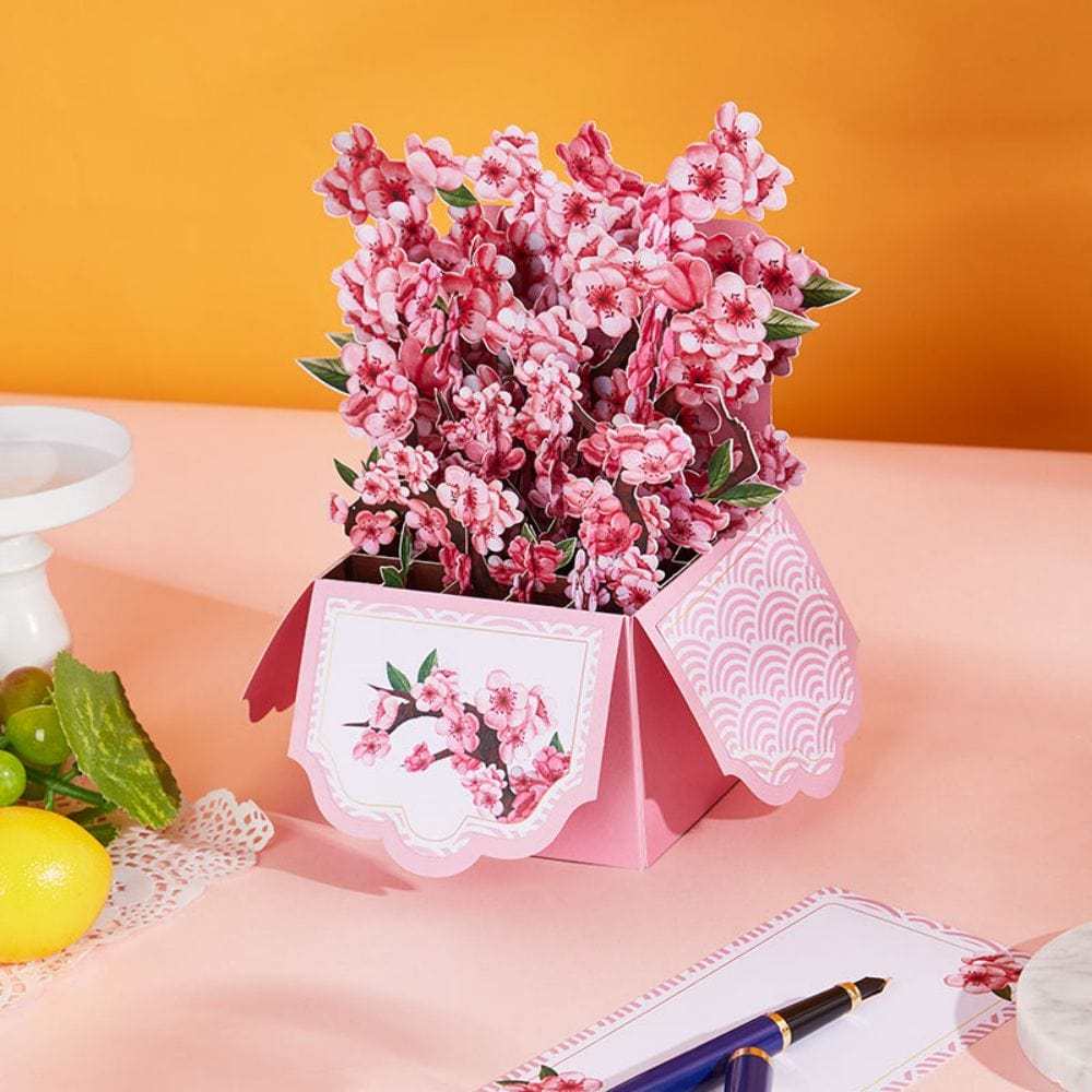Cherry Blossom Pop Up Box Card Flower 3D Pop Up Greeting Card - NameNecklace