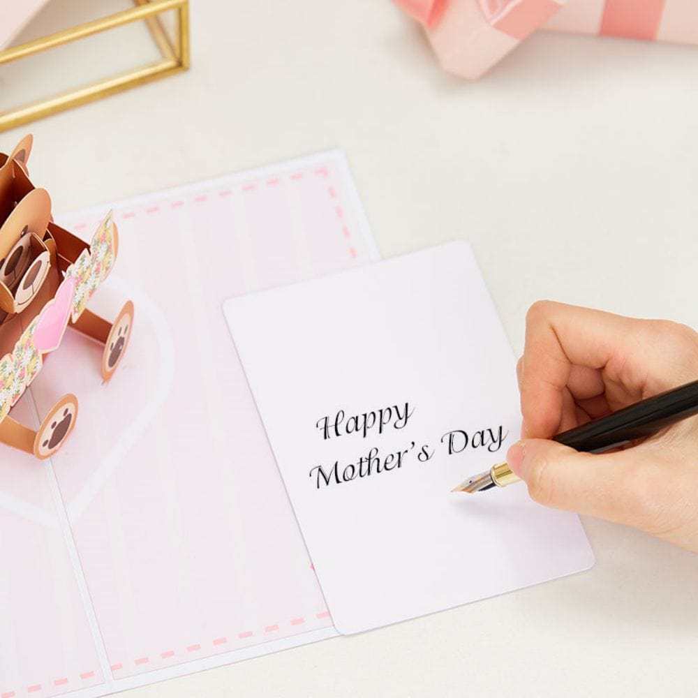 Love Your Mom Pop Up Card Bear 3D Pop Up Greeting Card for Mom - NameNecklace