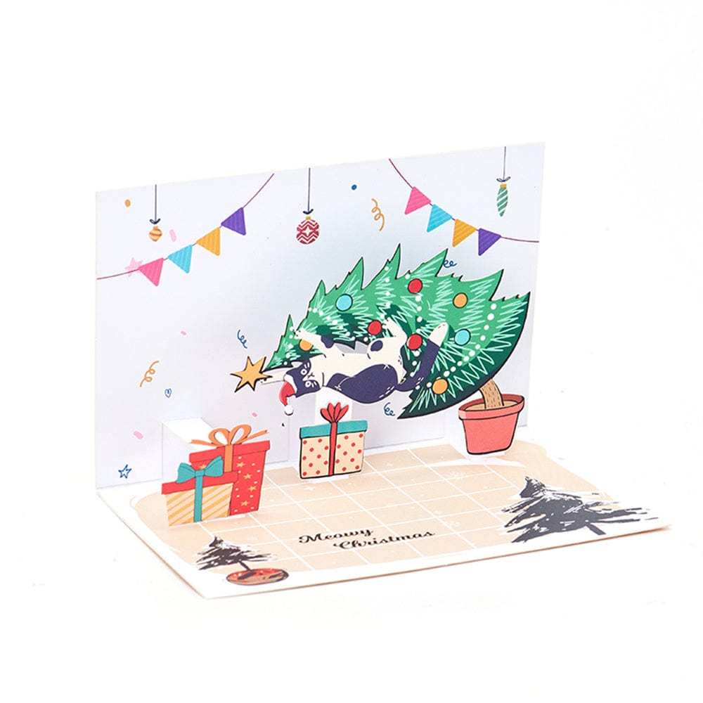 Christmas 3D Pop Up Card Christmas Cat Greeting Card - GiftLab