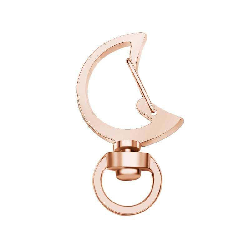 Moon-Shaped Swivel Snap Hook Keychain Metal Spring Snap Key Ring Rose Gold - Fridgebeatsau